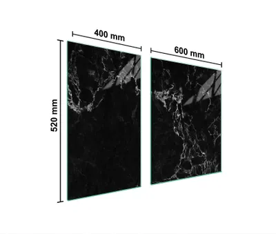 Immagine prodotto di Piastre copri fornelli 2 pezzi 100x52 Copri piano cottura in Vetroceramica tagliere in vetro marmo nero