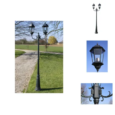 Image de vidaXL Lanterne de jardin à 2 flammes 230 cm Vert foncé/Noir Aluminium - éclairage extérieur