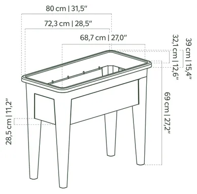 Produktbild von Pflanztisch 80 cm, trockengrün, für Garten, stabile Materialien, kompakt