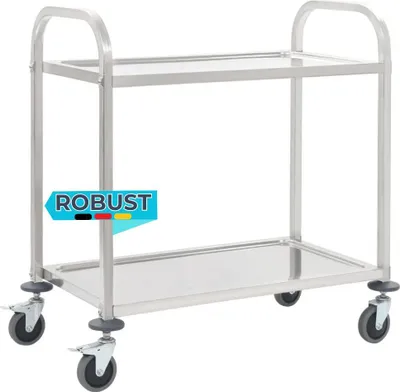 Produktbild von Servierwagen KENNI für Küche 2-Etagen 95x45x83,5 cm Edelstahl | Küchenwagen mit Rollen Etagenwagen Reinigungswagen für Hotel Restaurant