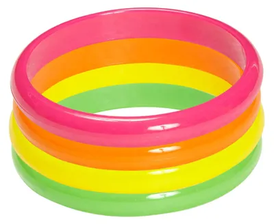 Neon-Armbänder Set 4er-Pack, Kunststoff, 7 cm Ø, bunt