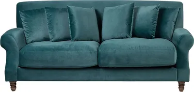 Produktbild von BELIANI 2-Sitzer Sofa Blaugrün Samtbezug mit Mehreren Kissen Holzbeine Dicke Sitzkissen Freistellbar Modern Retro Design Wohnzimmer Polstersofa
