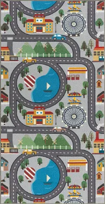 Produktbild von Kinderteppich Straßenteppich Kinderzimmer Teppich Spielteppich Grau