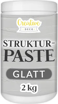 Zdjęcie produktu dla Creative Deco Pasta Strukturalna Gładka 2kg | Szara Masa do Projektów Plastycznych Malowania Akrylami | Łatwa do Użycia za Pomocą Szpachelki Szpatułki | do Efektów 3D Struktur Faktur