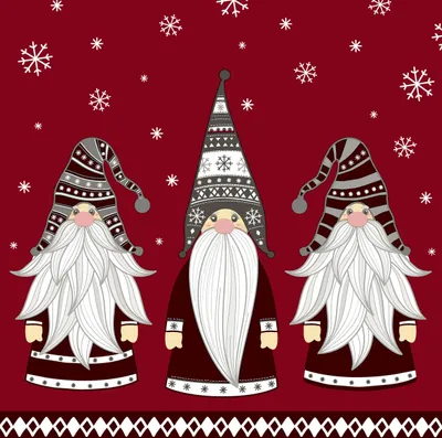 Produktbild von 20 kleine Cocktailservietten Gnomes - Familie der Wichtel 24x24cm