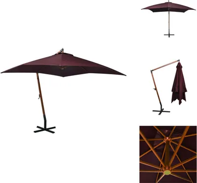 Produktbild von vidaXL Ampelschirm mit Mast Bordeauxrot 3x3 m Massivholz Tanne -  Sonnenschirme & Sonnenschutze