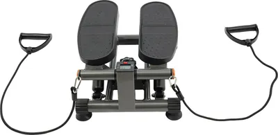 Immagine prodotto di Mini stepper per l'allenamento a casa - Stepper rotante per uso domestico - Idraulico, con display LCD e elastici di resistenza - Nero