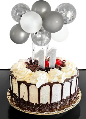 Produktbild von Silberner Ballonaufsatz, weißes silbernes Konfetti