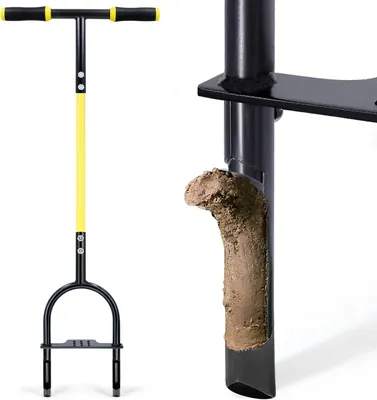 Imagen del producto de Aireaor de césped con dientes para hierba, herramienta manual para airear el suelo, herramienta para césped que extrae núcleos con 2 insertos metálicos y mango ergonómico