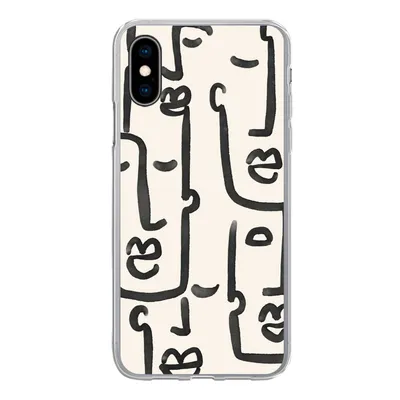 Produktbild von MuchoWow® Handyhülle Schutzhülle Hülle für iPhone X Muster - Abstrakt - Linienkunst Silikon Softcase Handy Hülle - Handyhülle