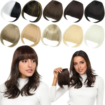 Produktbild von Clip in Pony Haarverlängerungen Synthetische Flat Bang mit Schläfen Schwarz und Weiß