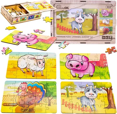 Image de Puzzle en bois 4in1 animaux