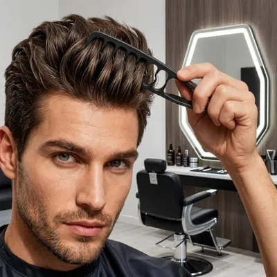 Produktbild von 2 Stück Textur Kamm,Texturizing Bürste,Breiten Locken Kamm,Texture Comb Styling,Texturkamm,zum Haarwurzeln mit Ponyansatz Pflegen,Lifting Haarbürste für Volulift Männer und Frauen Haarstyling (S+B)