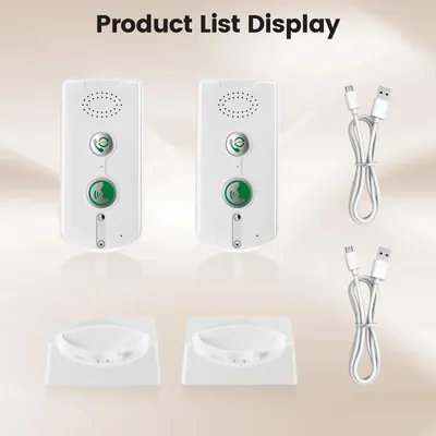 Produktbild von Kabellose Sprachsprechanlage - 2er Set Intercom-System - Reichweite 500 m - Zwei-Wege-Kommunikation - Tragbar - Für Senioren Zuhause Klinik - Weiß