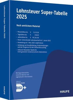 Produktbild von Lohnsteuer-Supertabelle 2025 inkl. Onlinezugang