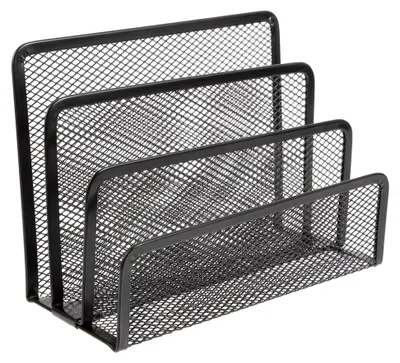 Produktbild von Organizer für Büro und Zeitungen, Metall, platzsparend, Tisch- und Schreibtischorganizer mit 4 Fächern für Wand und Schreibtisch (Schwarz)