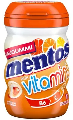 Produktbild von mentos Vitamins Kaugummi Citrus zuckerfrei 32er