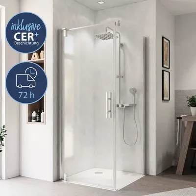 Produktbild von BREUER Seitenwand für Drehtür EUROPA Design Express Q72 90 x 196,8 cm Anschlag rechts Klarglas Profilfarbe chrom
