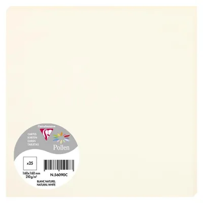 Image de Pollen by Clairefontaine 56090C Pollen by Clairefontaine Carte 160 x 160 mm, blanc naturel