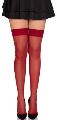 Immagine prodotto di Leg Avenue - Calze Con Cintura Giarrettiera 1957 Con Fiori Rossi - Taglia Unica