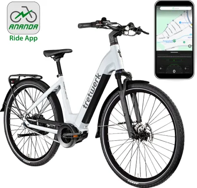 Produktbild von Tretwerk Amber Nexus E Bike Damen 28 Zoll Elektrofahrrad 155 - 185 cm Hollandrad Tiefeinsteiger weiß 48 cm