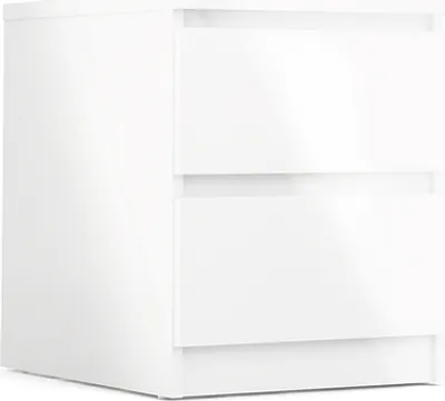 Immagine prodotto di Comodino Nada con 2 cassetti bianco lucido.