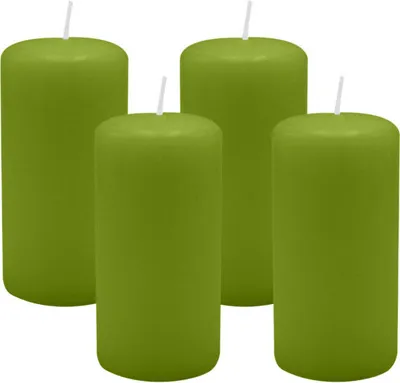 Produktbild von 4er Set Adventskranzkerzen Limonegrün Ø 50 x 100 mm
