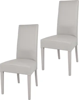 Two light gray chairs are shown against a white background.