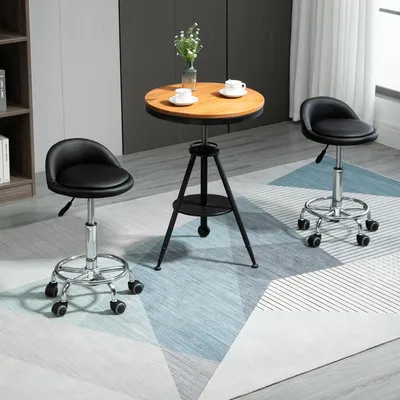 Produktbild von Sweiko Rollhocker mit Rückenlehne 57-72 cm höhenverstellbar Drehhocker für Büro Salon Massage