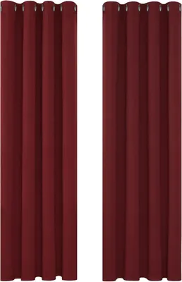 Image de Rideaux occultants Deconovo, couleur rouge, avec œillets, pour chambre à coucher, rideau thermique