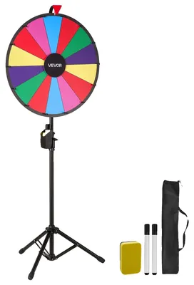 Obrázok produktu pre VEVOR koleso šťastia (61 cm) 14 otvorov koleso šťastia so stojanom, výškovo nastaviteľné, lotériové hry výherná ruleta s hubkou na tabuľu a 2 fixami, 6 farieb, ideálne na párty, veľtrh, karneval