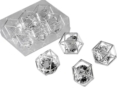 Produktbild von Streudeko Würfel D. 3cm silber mit Kristallglas 6 Stück in BOX Formano WA