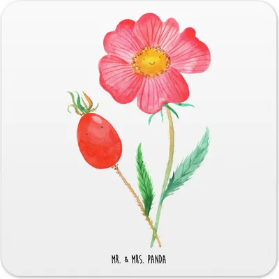 Produktbild von Mr. & Mrs. Panda Untersetzer für Gläser Blume Hagebutte 15er Set - Weiß - Geschenk, Lebensfreude, Glas-Untersetzer, Schlechte Gedanken, Coaster, Tassen-Untersetzer