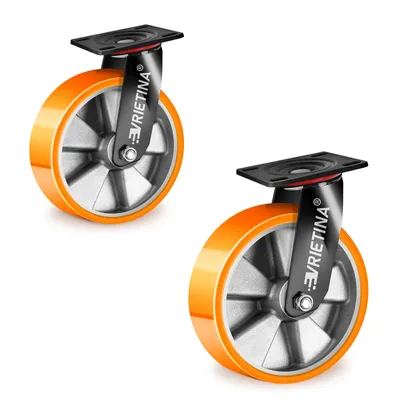 Produktbild von 2 Stück 125 mm Schwerlastrollen, 360° Lenkrollen Konstruktion mit Aluminiumkern, Drehbar Industrierollen Schwerlast für Forschungslabore, max. 800 kg