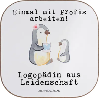 Produktbild von Mr. & Mrs. Panda Untersetzer für Gläser Logopädin Leidenschaft - Weiß - Geschenk, Tassenuntersetzer, Studium, gläseruntersetzer, Coaster, Tassen, Tischuntersetzer, Lustig