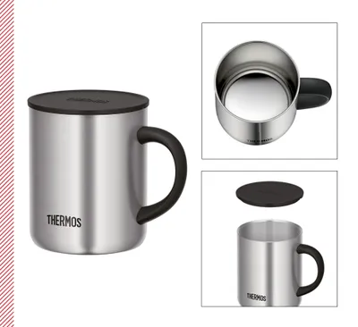 Produktbild von Thermos Edelstahlbecher 0.35l mit Deckel, Kaffeebecher, Campingtasse, BPA-frei