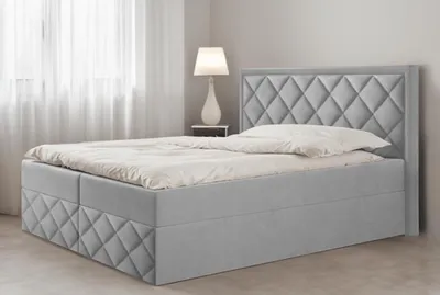 Produktbild von Bett, Boxspringbett DORMI 3, mit Bonnel-Matraze, T25 Topper, Federkern, Doppelbett, Stauraum, 180x200 cm, (Hellgrau - Itaka 51)
