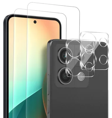 Produktbild von 2x Display + Kamera Glas für Xiaomi Redmi Note 13 5G Displayschutz Kameraschutz Panzerfolie Displayglas Kameraglas 9H Schutzglas