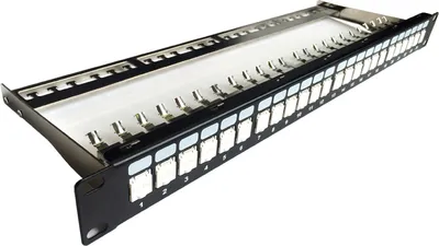 Image de DATACOM Panneau de brassage 19" STP 24 ports CAT6A 1U noir, barre d'attache, sans outil