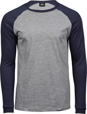 Immagine prodotto di Tee Jays 5072 | Maglietta da baseball da uomo / 100% cotone pettinato - Colore: Heather/Navy - Taglia: M