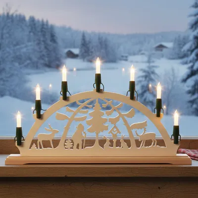 Produktbild von Original NARVA Schwibbogenkette 7fl. Minischaftkerzen 7 Kleinschaftkerzen Ersatz Lichterkette warmweiße Beleuchtung inkl. 2 Ersatz Glühbirnen