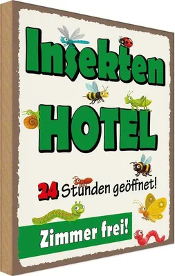 Produktbild von vianmo Holzschild 18x12 cm Insektenhotel Zimmer frei