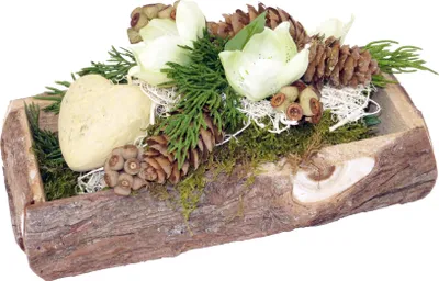 Produktbild von Grabschmuck Rindenjardiniere mit Keramikherz, wetterfest CreaFlor Home