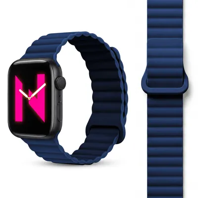 Produktbild von Core Armband für Apple Watch SE/10/9/8/7/6/5/4/3/2/1, Atmungsaktives Silikon Magnet Sportarmband, 38/40/41/42mm - Marineblau