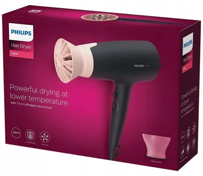 Zdjęcie produktu dla Suszarka do włosów Philips, 2100 W, technologia Thermoprotect, funkcja jonizacji, 6 ustawień