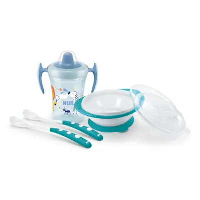 Produktbild von NUK Esslern-Set Boy Petrol | Trainer Cup, Schale & 2 Löffel | Baby Esslernset Geschenkbox