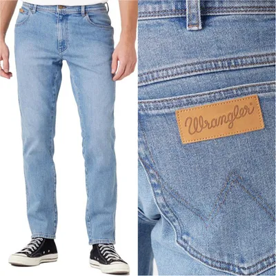 Obrázek produktu pro WRANGLER, pánské džíny, slim fit, GREEN STEEL W12SJX31Z, W33 L32, modré, džíny, baggy jeans, buggy