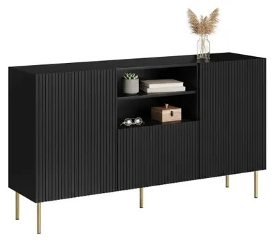 Image de Stornara - Buffet, 150x42x82h cm Noir, 4 Étagères