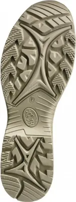The sole of a beige boot is shown against a white background.