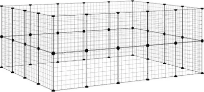 Zdjęcie produktu dla vidaXL 36-częściowa klatka dla zwierząt z drzwiczkami czarna 35x35 cm stalowa